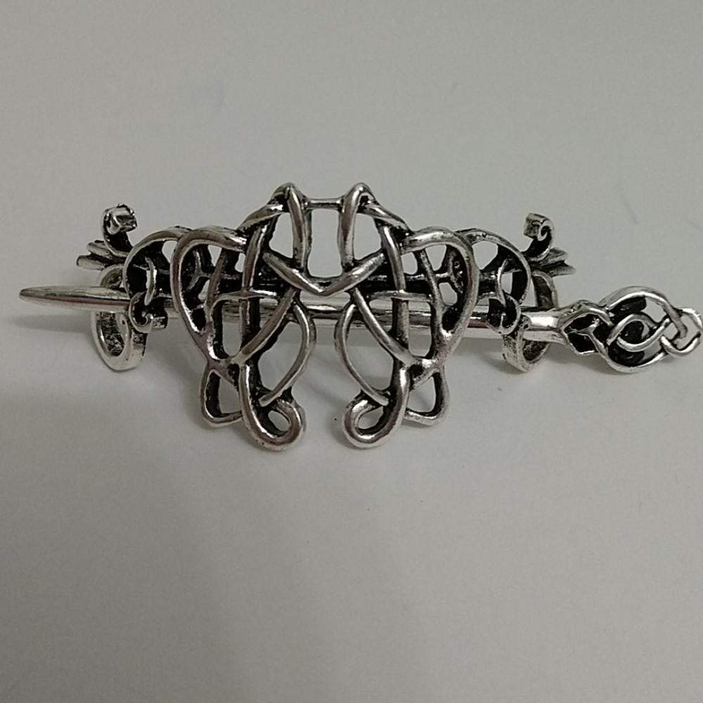 New Celtic Silver-tone Hairpin Stickpin Barrett - Picture 1 of 8
